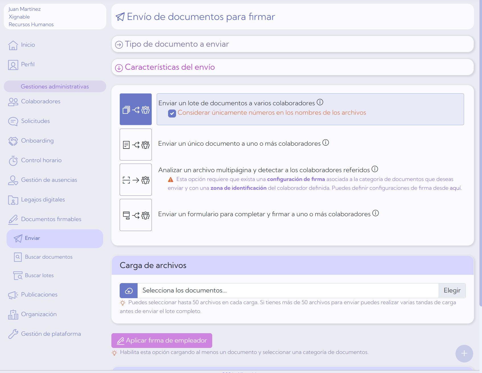Envío de documentos